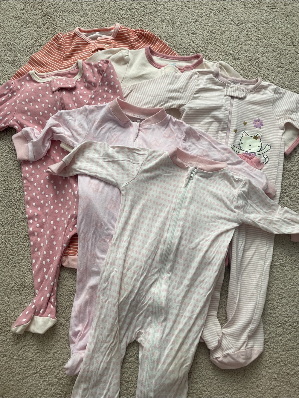 Baby Girls Pink Sleep and Play Footed Pajama Bundle